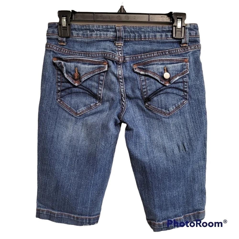 Decree Blue Jean‎ Denim Flap Back Pocket Bermuda Long Shorts Size 3
